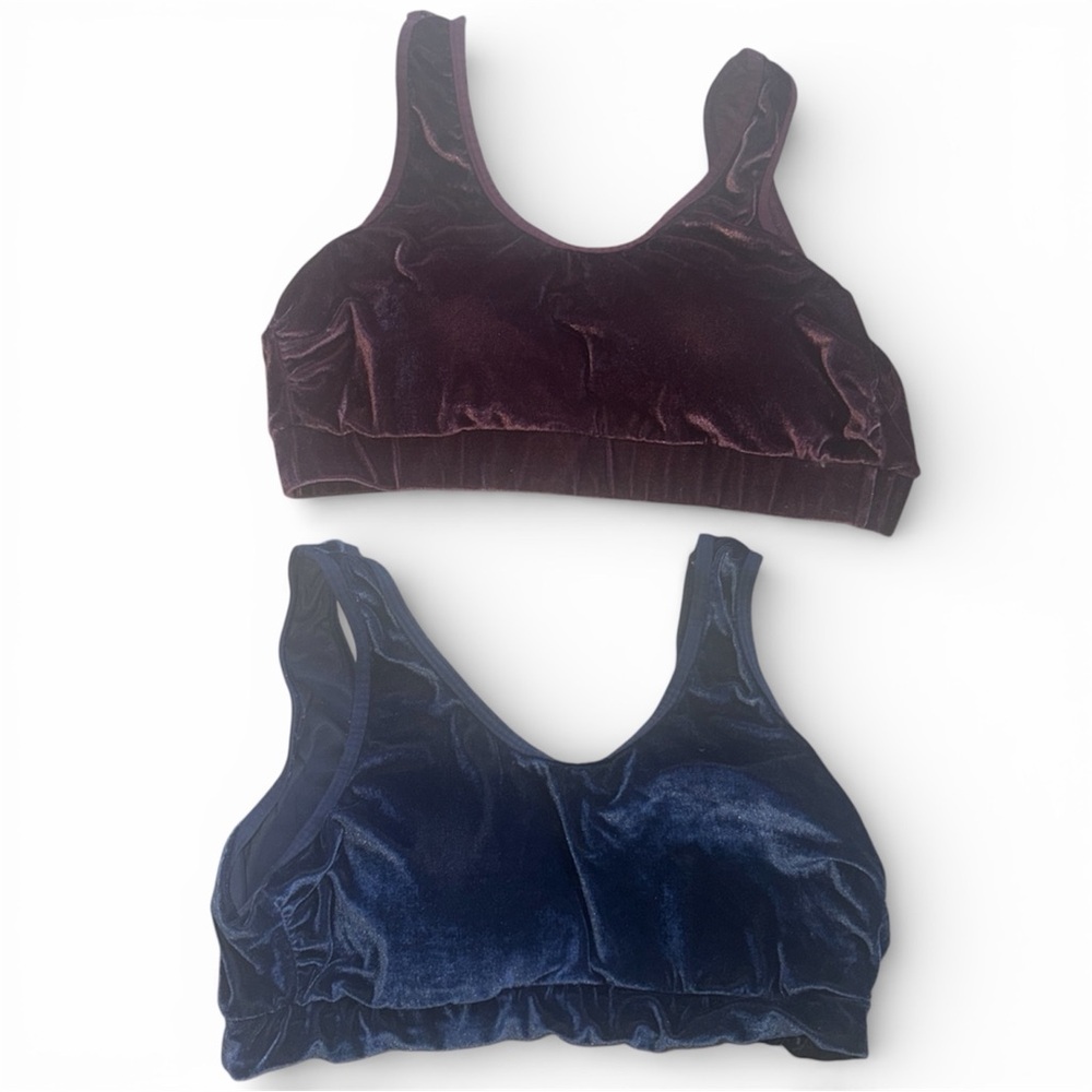 TwoTorrid Curve Bralettes Womens 2 2X Navy Blue/Purple Velvet Padded Wireless